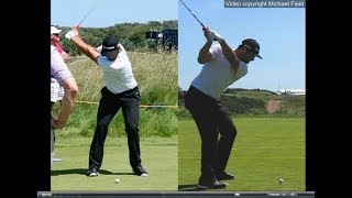 Jon Rahm golf swing  Long Iron faceon amp downtheline July 2017 [upl. by Enenaj]