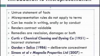 Misrepresentation Lecture 1 of 4 [upl. by Ailin]